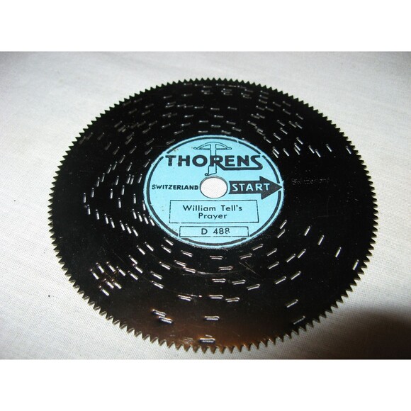 Thorens Switzerland Music Box 4.5" Metal Disc William Tell's Prayer D488 - Picture 1 of 2
